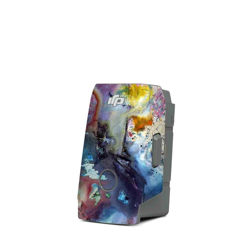 DJI Mavic Air 2 Battery Skin design of Watercolor paint, Painting, Acrylic paint, Art, Modern art, Paint, Visual arts, Space, Colorfulness, Illustration, with gray, black, blue, red, pink colors