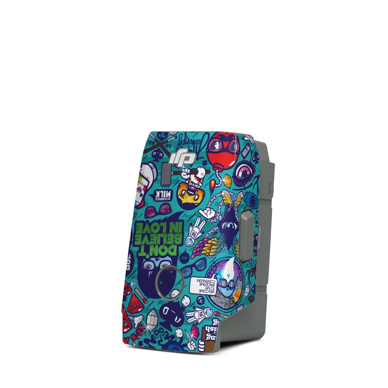 DJI Mavic Air 2 Battery Skin design of Art, Visual arts, Illustration, Graphic design, Psychedelic art, with blue, black, gray, red, green colors