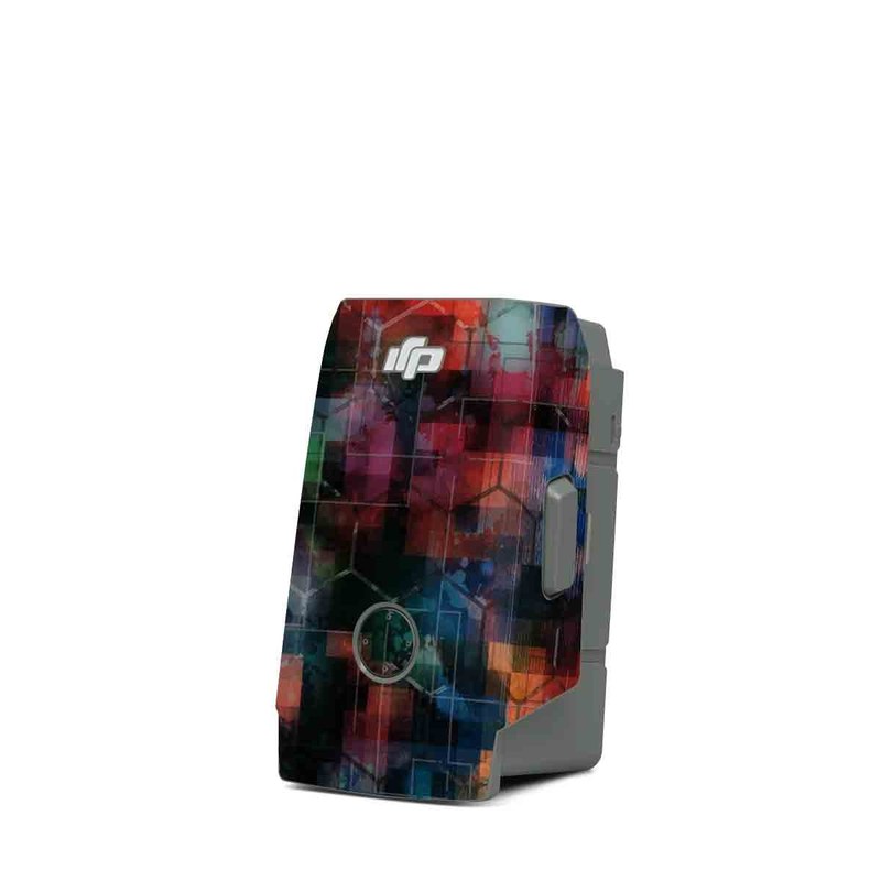 DJI Mavic Air 2 Battery Skin design of Blue, Colorfulness, Pattern, Psychedelic art, Art, Sky, Design, Textile, Dye, Modern art, with black, blue, red, gray, green colors