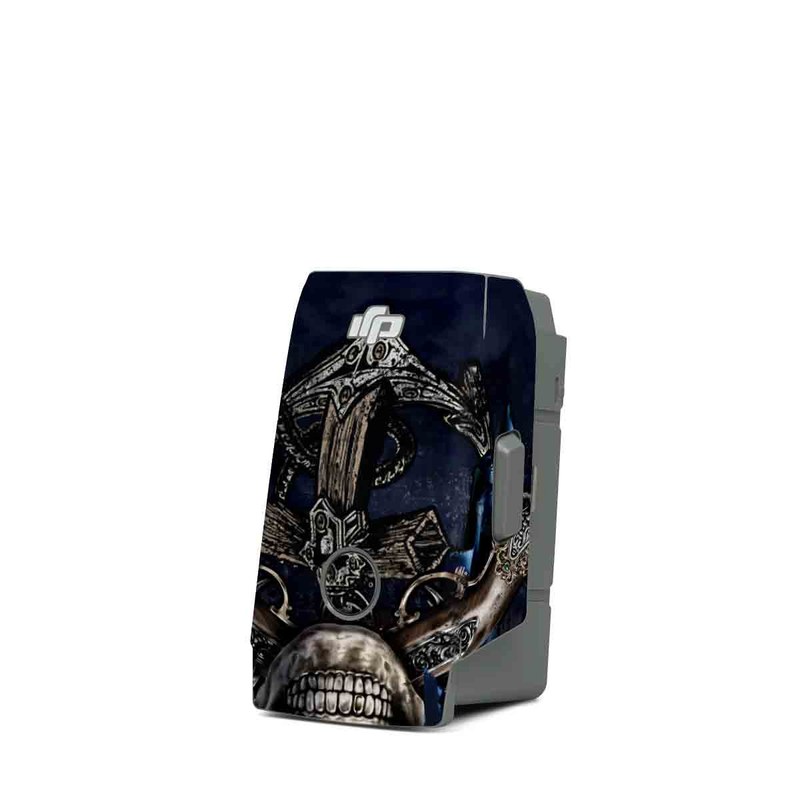 DJI Mavic Air 2 Battery Skin design of Skull, Bone, Skeleton, Illustration, Outerwear, T-shirt, Flag, Art, with black, gray, red colors