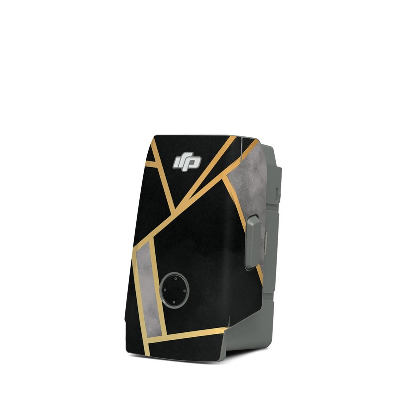 DJI Mavic Air 2 Battery Skin design of Pattern, Triangle, Yellow, Line, Tile, Floor, Design, Symmetry, Architecture, Flooring, with black, gray, yellow colors