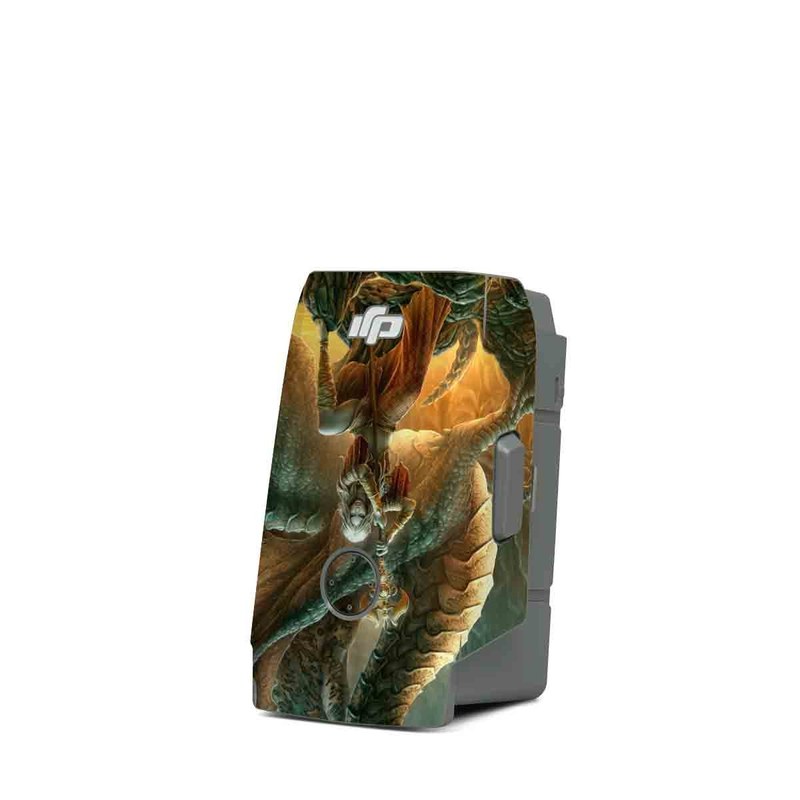DJI Mavic Air 2 Battery Skin design of Dragon, Cg artwork, Mythology, Fictional character, Mythical creature, Art, Illustration, Cryptid, Sculpture, Demon, with black, green, red, gray, blue colors