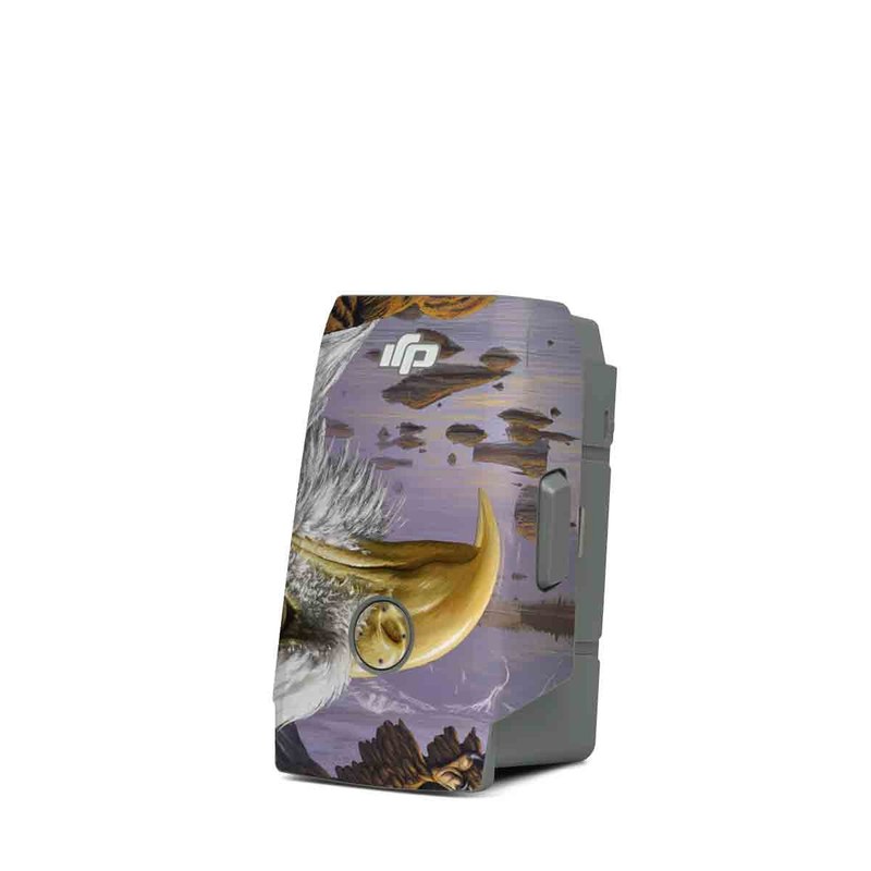 DJI Mavic Air 2 Battery Skin design of Bird, Bird of prey, Bald eagle, Vertebrate, Eagle, Accipitriformes, Accipitridae, Golden eagle, Beak, Hawk, with gray, black, green, red, purple colors