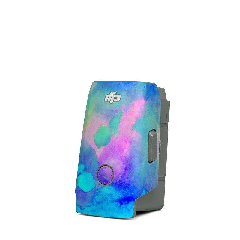 DJI Mavic Air 2 Battery Skin design of Blue, Turquoise, Aqua, Pattern, Dye, Design, Sky, Electric blue, Art, Watercolor paint, with blue, purple colors