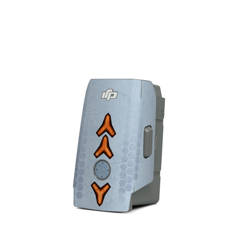 DJI Mavic Air 2 Battery Skin design of Blue, Symbol, Graphics, with blue, black, yellow, orange, gray colors