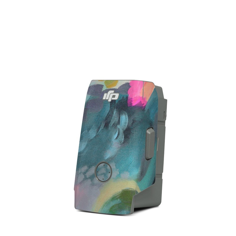 DJI Mavic Air 2 Battery Skin design of Painting, Acrylic paint, Modern art, Art, Pink, Visual arts, Watercolor paint, Pattern, Illustration, Paint, with blue, pink, orange, yellow, green, purple colors