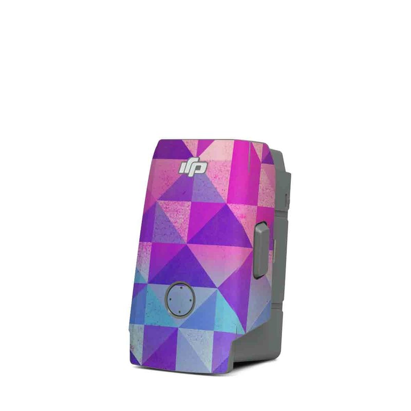 DJI Mavic Air 2 Battery Skin design of Pattern, Purple, Triangle, Violet, Magenta, Line, Design, Symmetry, Psychedelic art, with gray, purple, green, blue, pink colors