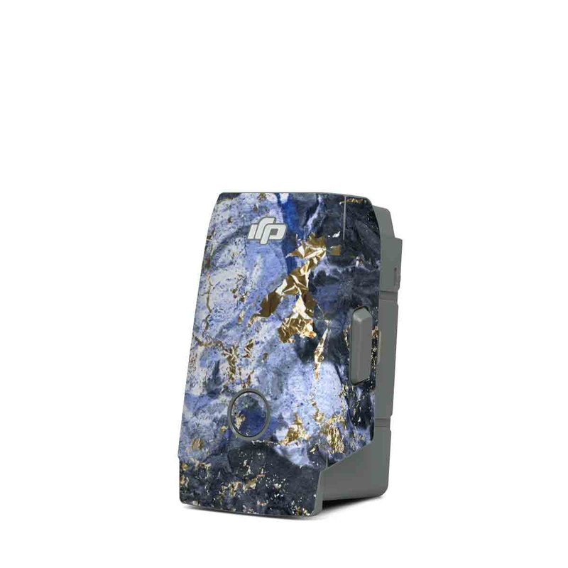 DJI Mavic Air 2 Battery Skin design of Blue, Water, Cobalt blue, Rock, Painting, Geology, Electric blue, Mineral, Pattern, Acrylic paint, with black, blue, yellow, white, gray colors