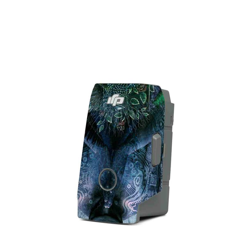 DJI Mavic Air 2 Battery Skin design of Psychedelic art, Fractal art, Art, Space, Organism, Earth, Sphere, Graphic design, Circle, Graphics, with blue, green, gray, purple, pink, black, white colors