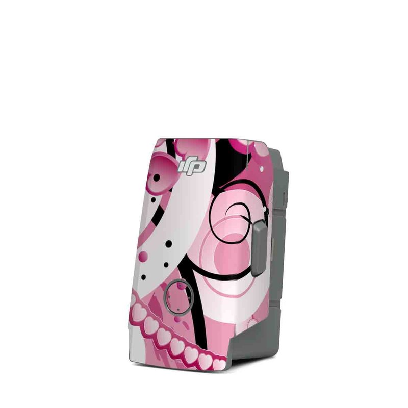 DJI Mavic Air 2 Battery Skin design of Pink, Floral design, Graphic design, Text, Design, Flower Arranging, Pattern, Illustration, Flower, Floristry, with pink, gray, black, white, purple, red colors