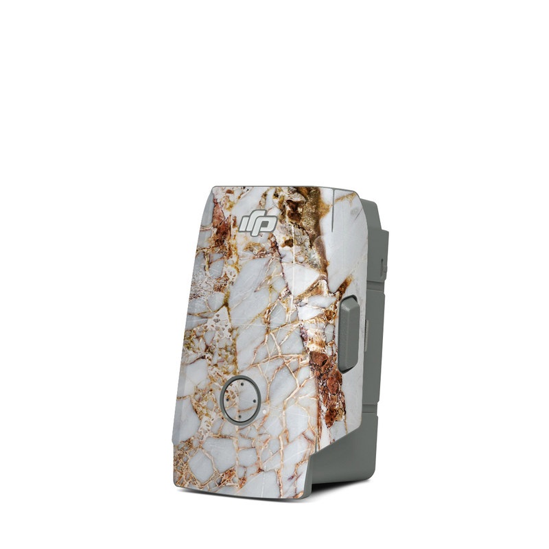 DJI Mavic Air 2 Battery Skin design of White, Branch, Twig, Beige, Marble, Plant, Tile, with white, gray, yellow colors
