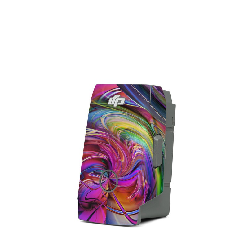 DJI Mavic Air 2 Battery Skin design of Pattern, Psychedelic art, Purple, Art, Fractal art, Design, Graphic design, Colorfulness, Textile, Visual arts, with purple, black, red, gray, blue, green colors
