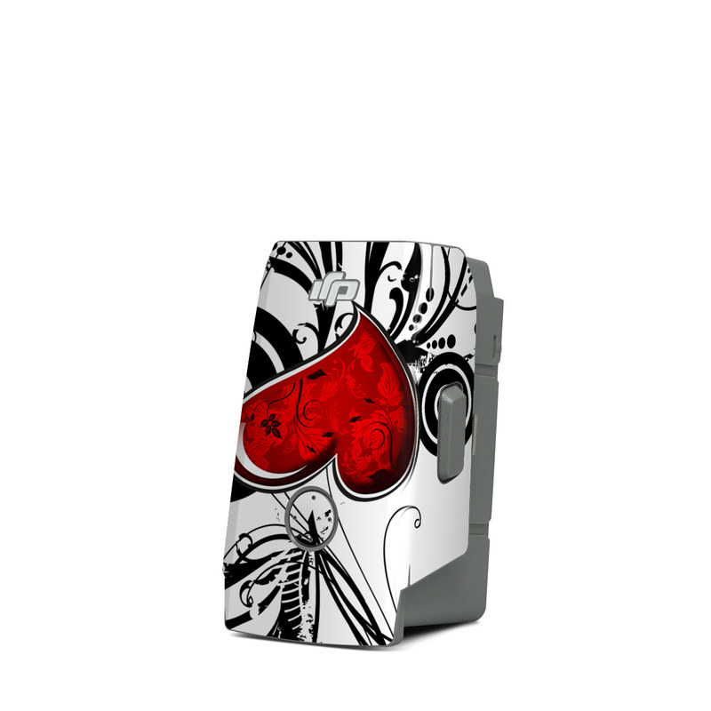 DJI Mavic Air 2 Battery Skin design of Heart, Line art, Love, Clip art, Plant, Graphic design, Illustration, with white, gray, black, red colors