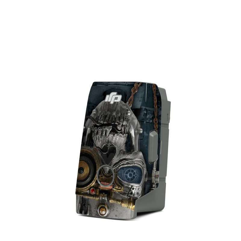 DJI Mavic Air 2 Battery Skin design of Engine, Auto part, Still life photography, Personal protective equipment, Illustration, Automotive engine part, Art, with black, gray, red, green colors