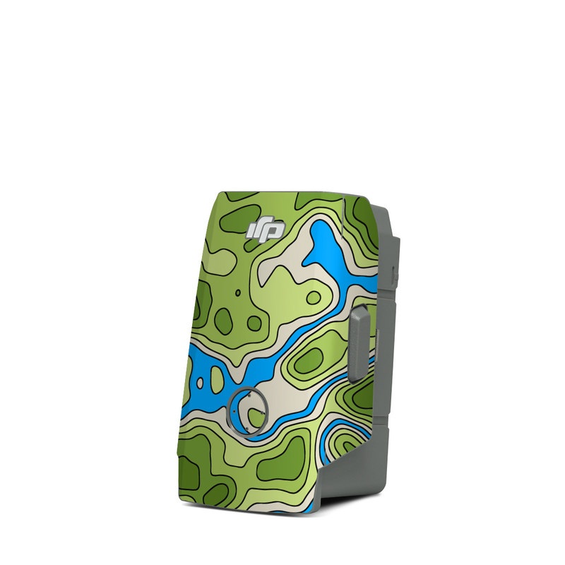 DJI Mavic Air 2 Battery Skin design of Botany, Azure, Organism, Vegetation, Aqua, Terrestrial plant, Symmetry, Electric blue, Pattern, Art, with green, blue colors