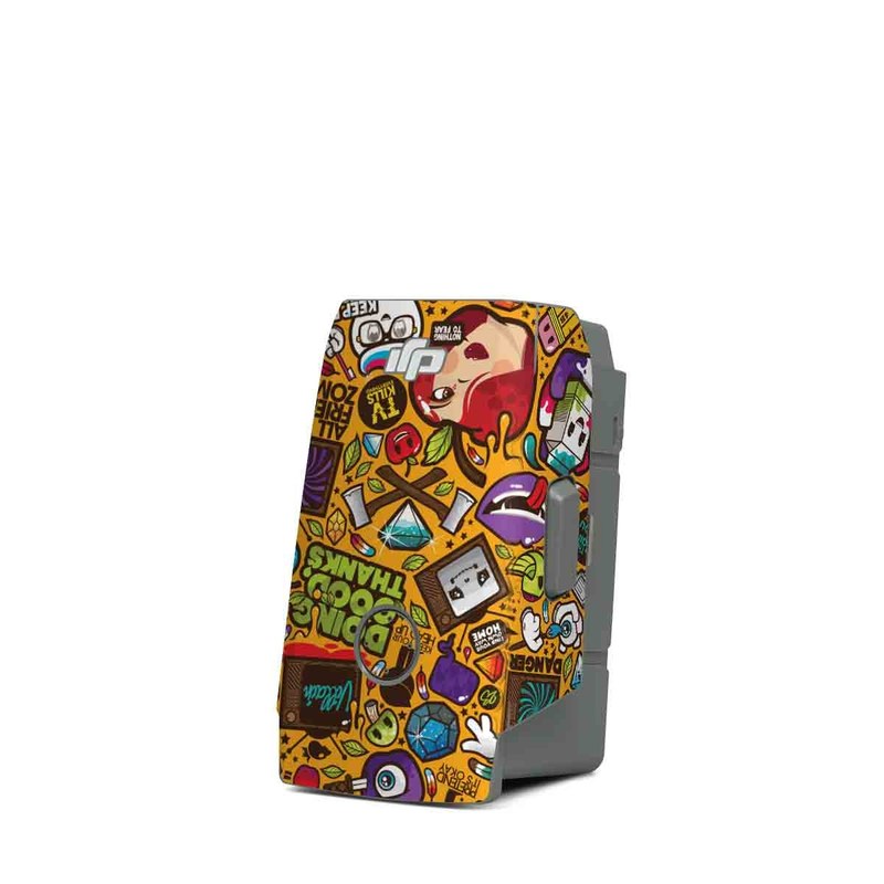 DJI Mavic Air 2 Battery Skin design of Pattern, Psychedelic art, Visual arts, Art, Design, Illustration, Graphic design, Doodle, with black, green, red, gray, orange, blue colors