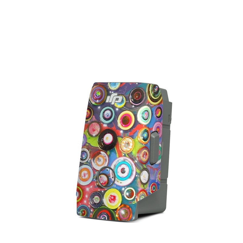 DJI Mavic Air 2 Battery Skin design of Pattern, Design, Textile, Visual arts, Circle, Art, with red, pink, blue, green, yellow, blue, orange colors
