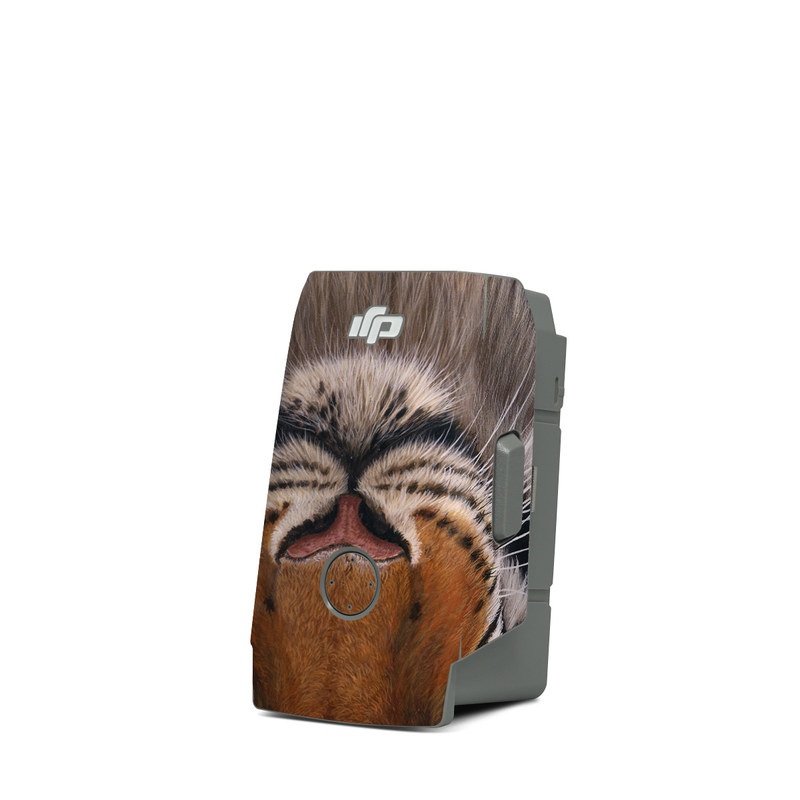 DJI Mavic Air 2 Battery Skin design of Tiger, Mammal, Wildlife, Terrestrial animal, Vertebrate, Bengal tiger, Whiskers, Siberian tiger, Felidae, Snout, with black, gray, red, green, pink colors