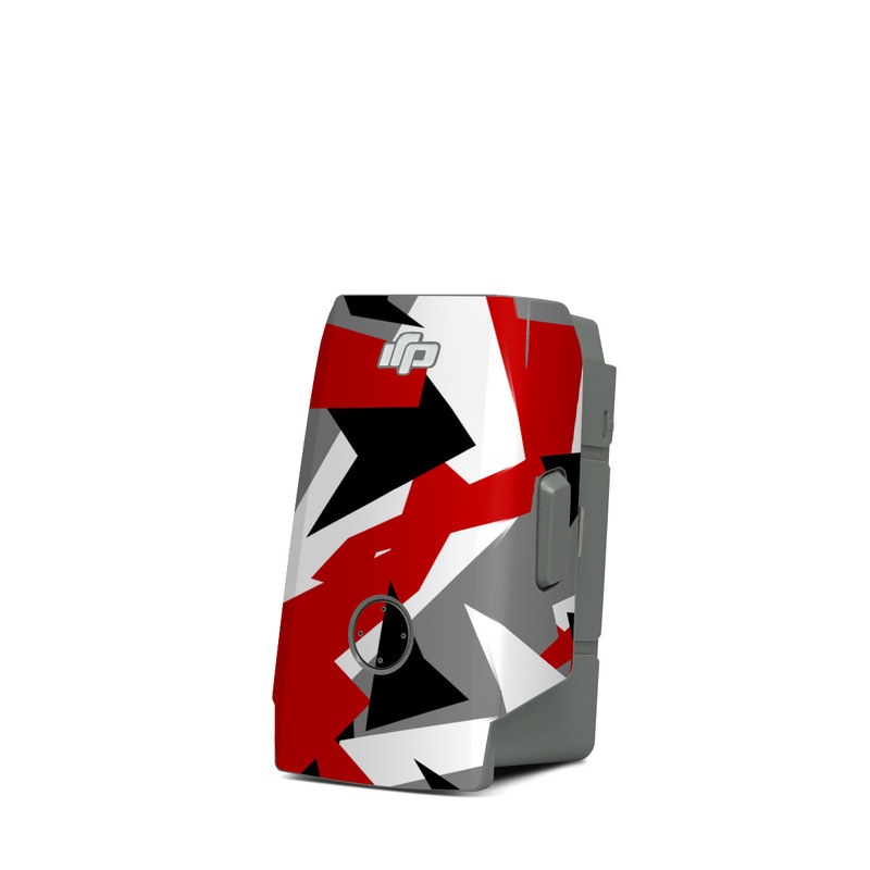 DJI Mavic Air 2 Battery Skin design of Red, Pattern, Font, Design, Textile, Carmine, Illustration, Flag, Crowd, with red, white, black, gray colors