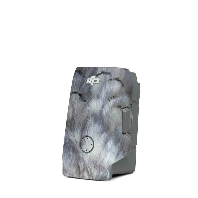 DJI Mavic Air 2 Battery Skin design of Owl, Bird, Bird of prey, Snowy owl, great grey owl, Close-up, Eye, Snout, Wildlife, Eastern Screech owl, with gray, white, black, blue, purple colors