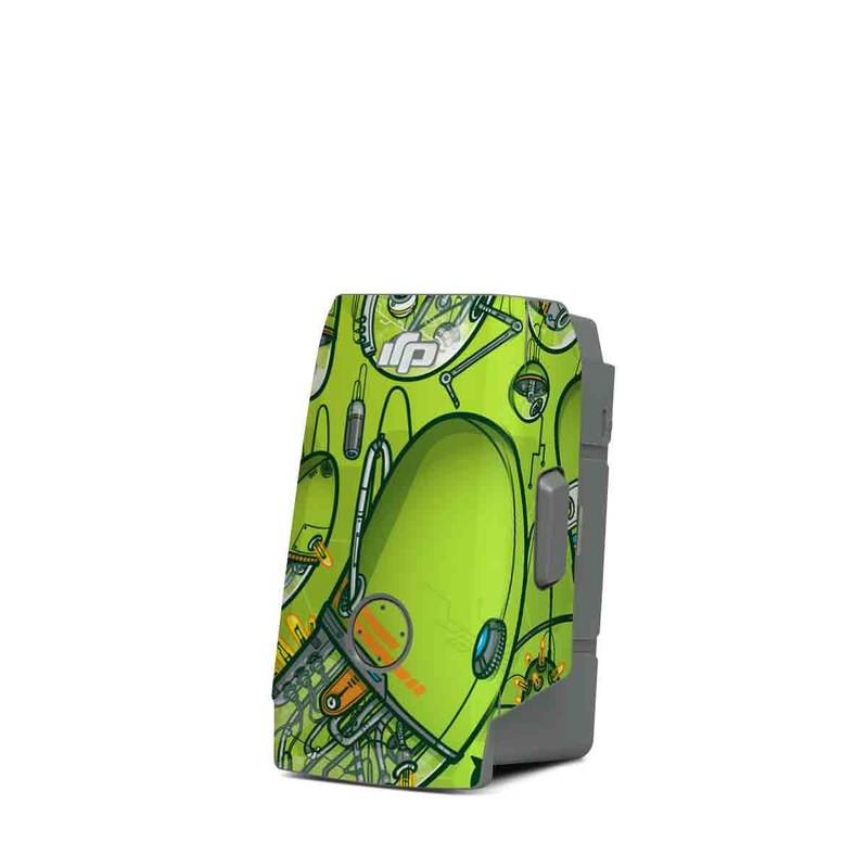 DJI Mavic Air 2 Battery Skin design of Green, Pattern, Yellow, Design, Illustration, Plant, Art, Graphic design, Urban design, with green, blue, gray, yellow, orange colors