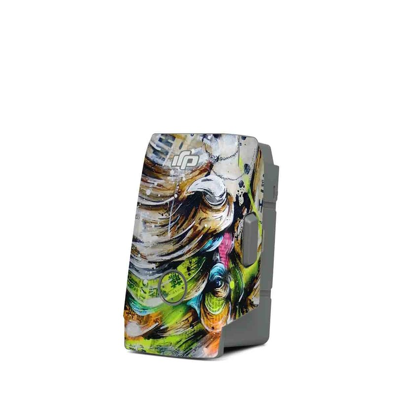 DJI Mavic Air 2 Battery Skin design of Watercolor paint, Graphic design, Illustration, Acrylic paint, Art, Modern art, Painting, Visual arts, Paint, Graphics, with gray, black, green, red, blue colors