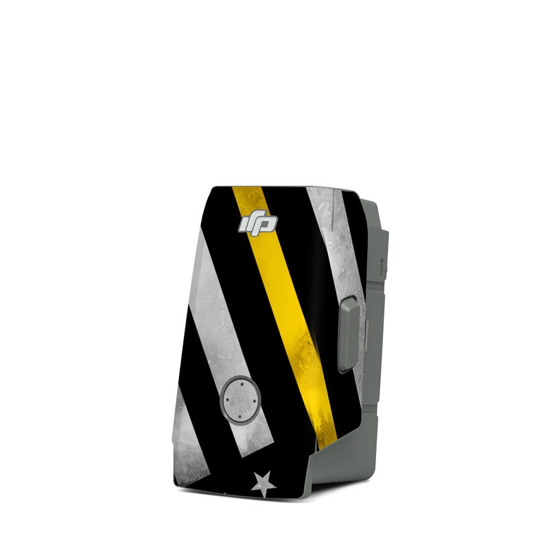 DJI Mavic Air 2 Battery Skin design of Flag of the united states, Flag, Yellow, Line, Black-and-white, Pattern, Monochrome, Graphic design, Parallel, with black, white, gray, yellow colors