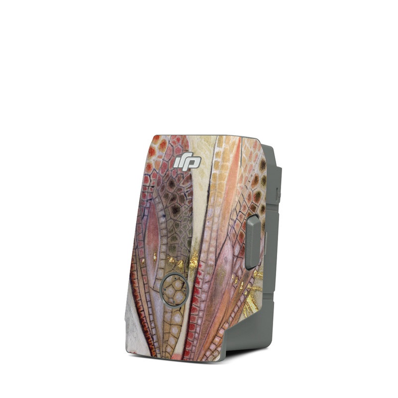 DJI Mavic Air 2 Battery Skin design of Watercolor paint, Botany, Flower, Illustration, Floral design, Painting, Plant, Coquelicot, Art, Still life photography, with red, yellow, gray colors