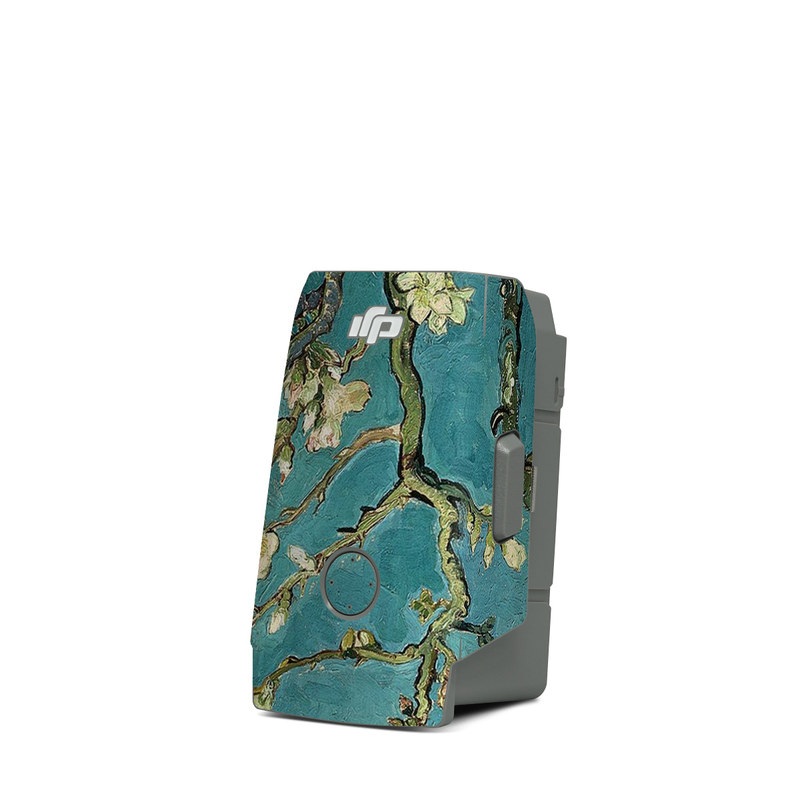 DJI Mavic Air 2 Battery Skin design of Tree, Branch, Plant, Flower, Blossom, Spring, Woody plant, Perennial plant, with blue, black, gray, green colors