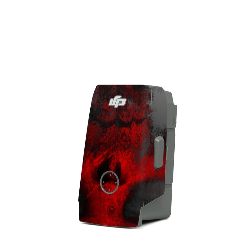 DJI Mavic Air 2 Battery Skin design of Red, Graphic design, Skull, Illustration, Bone, Graphics, Art, Fictional character, with red, gray, black, white colors