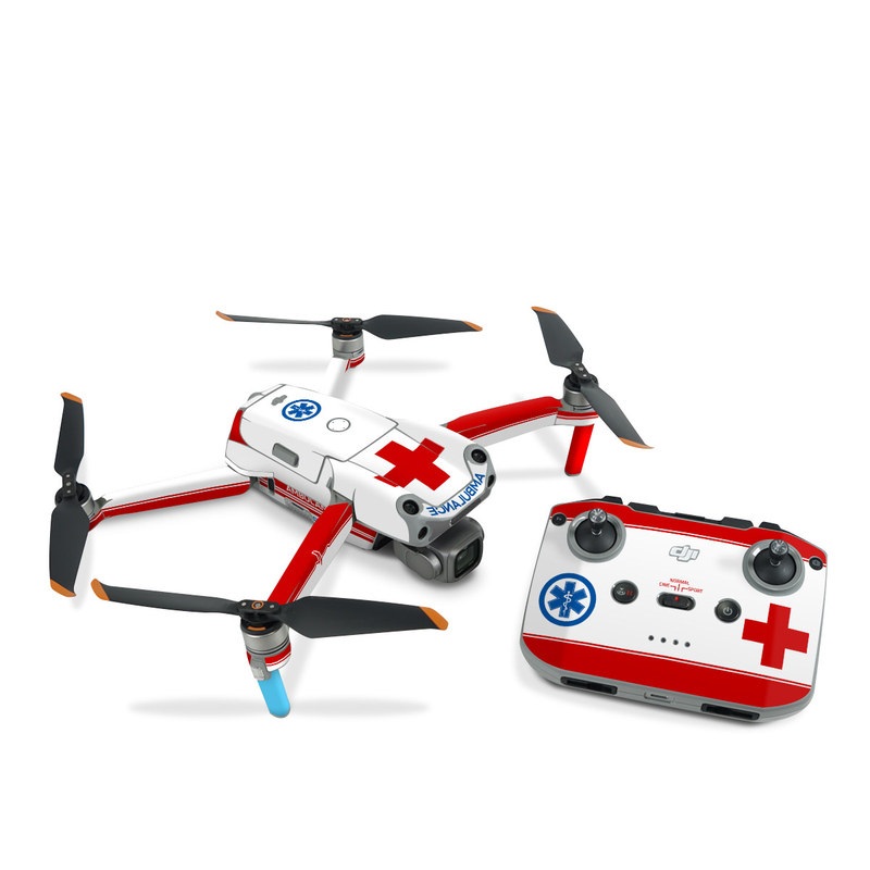 DJI Air 2S Skin design of Red, White, Cross, Font, Symbol, American Red Cross, Graphics, Emblem, with white, red, blue colors
