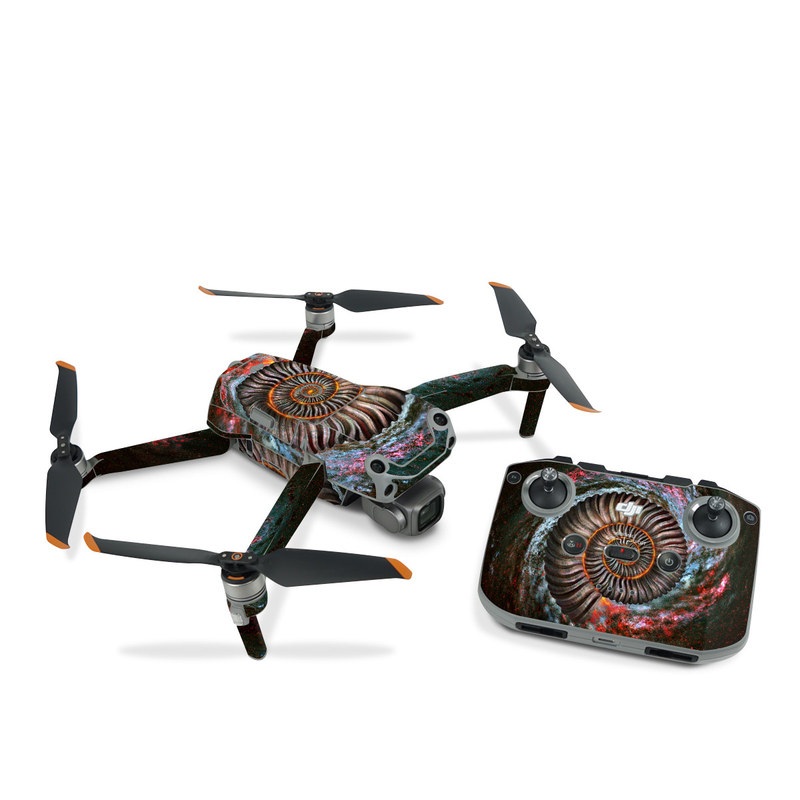 DJI Air 2S Skin design of Spiral, Fractal art, Vortex, Circle, Art, Ammonoidea, with black, brown, red, white, blue, green colors
