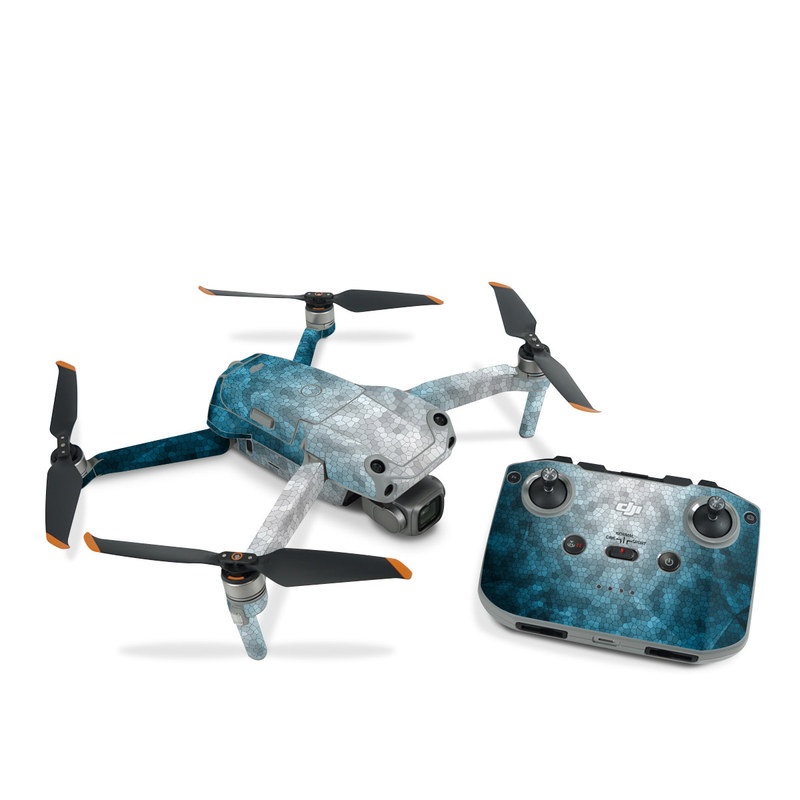 DJI Air 2S Skin design of Blue, Aqua, Turquoise, Green, Water, Teal, Sky, Azure, Pattern, Atmosphere, with blue, white, gray colors