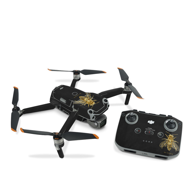 DJI Air 2S Skin design of Insect, Invertebrate, Membrane-winged insect, Arthropod, Pest, Net-winged insects, Bee, Cicada, Macro photography, Pollinator, with black, yellow, white colors
