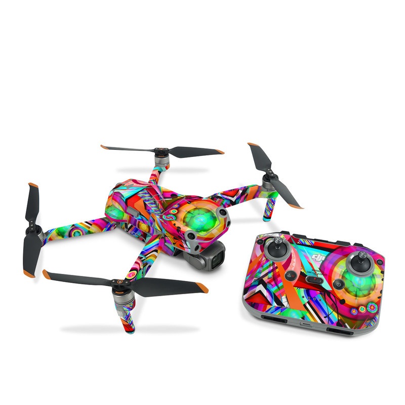 DJI Air 2S Skin design of Psychedelic art, Pattern, Design, Graphic design, Colorfulness, Visual arts, Circle, Art, with red, pink, green, yellow, orange colors
