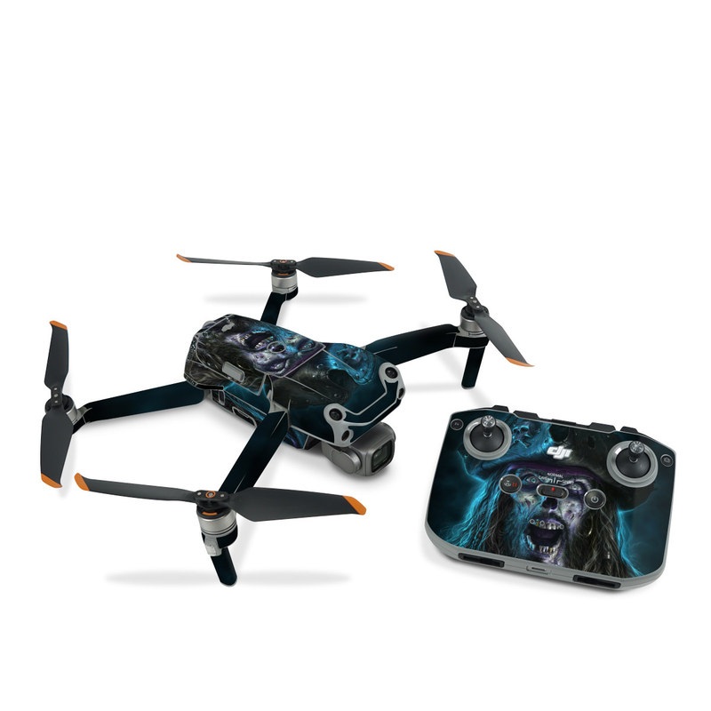 DJI Air 2S Skin design of Darkness, Illustration, Art, Ghost, Fictional character, Beard, with black, white, blue, gray colors