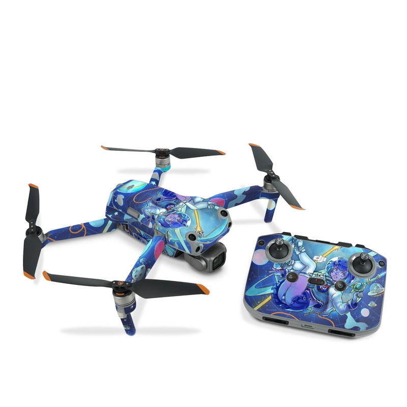 DJI Air 2S Skin design of Cartoon, Illustration, Graphic design, Games, Space, Design, Anime, Art, Graphics, Fictional character, with blue, white, yellow, purple, green, red, orange, black colors