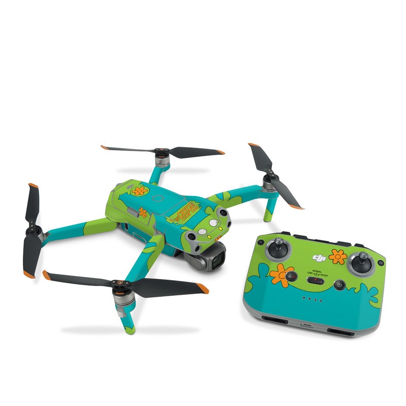 DJI Air 2S Skin design of Organism, Font, Happy, Petal, Rectangle, Sharing, Circle, Illustration, Symbol, Grass, with blue, green, orange, white colors