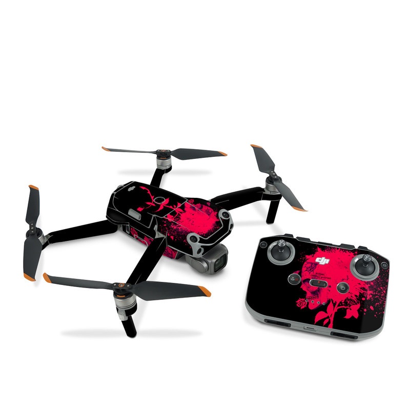 DJI Air 2S Skin design of Red, Black, Pink, Graphic design, Magenta, Visual arts, Graphics, Illustration, Plant, Art, with black, red colors
