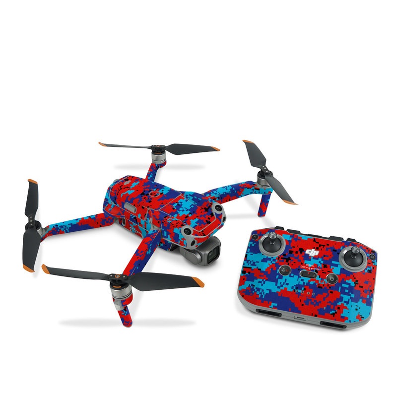 DJI Air 2S Skin design of Blue, Red, Pattern, Textile, Electric blue, with blue, red colors