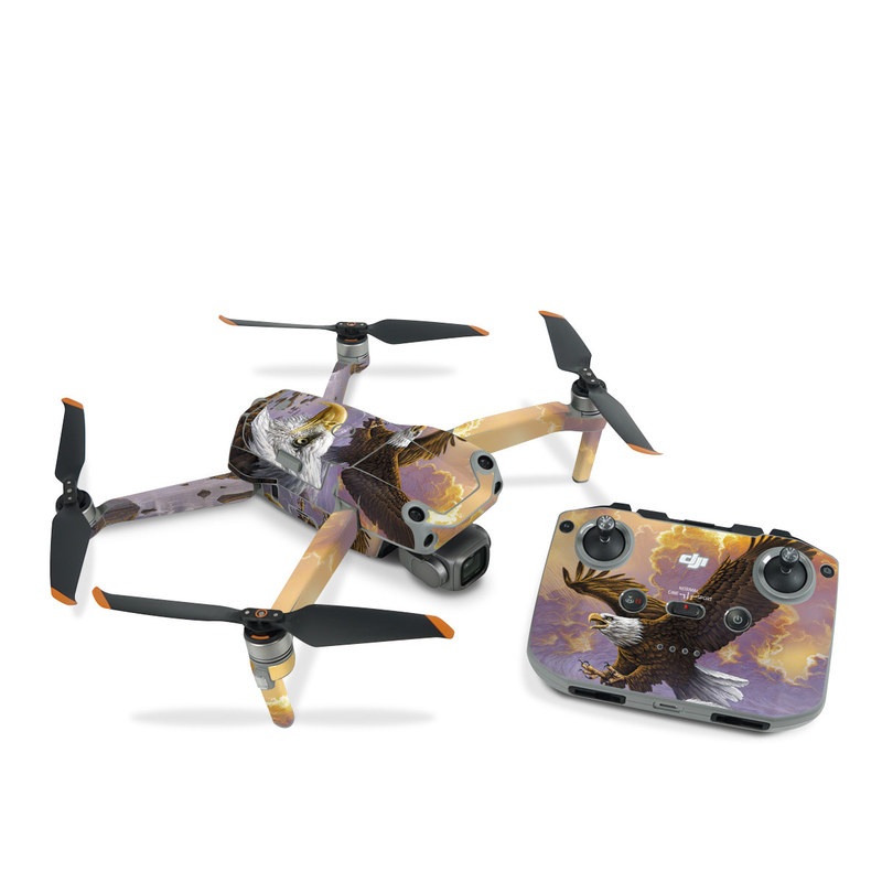 DJI Air 2S Skin design of Bird, Bird of prey, Bald eagle, Vertebrate, Eagle, Accipitriformes, Accipitridae, Golden eagle, Beak, Hawk, with gray, black, green, red, purple colors