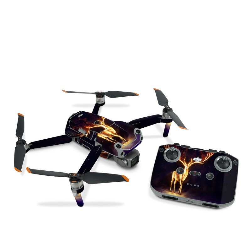 DJI Air 2S Skin design of Plant, Tree, Organism, Entertainment, Fawn, Art, Heat, Performing arts, Landscape, Sky, with black, yellow, red, orange, purple colors