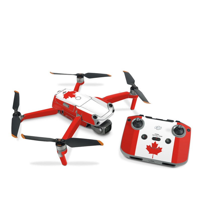 DJI Air 2S Skin design of Red, Maple leaf, Tree, Leaf, Woody plant, Flag, Plant, Plane, Red flag, Maple, with red, white colors