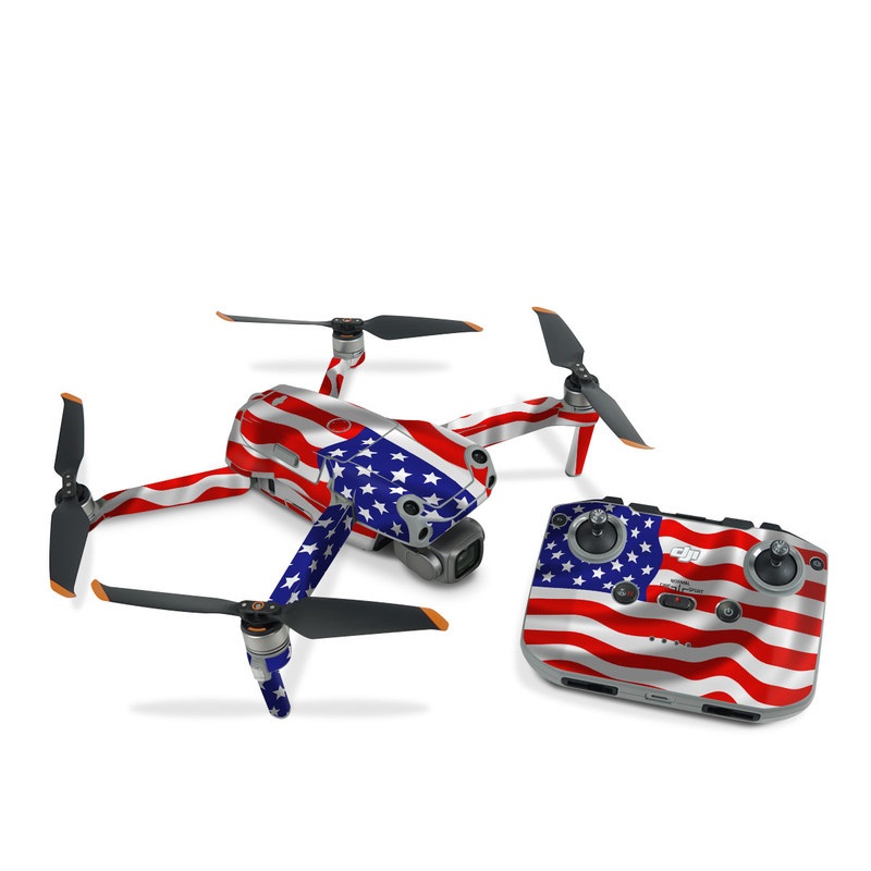 DJI Air 2S Skin design of Flag of the united states, Flag, Flag Day (USA), Veterans day, Independence day, Memorial day, Holiday, with gray, red, blue, black, white colors