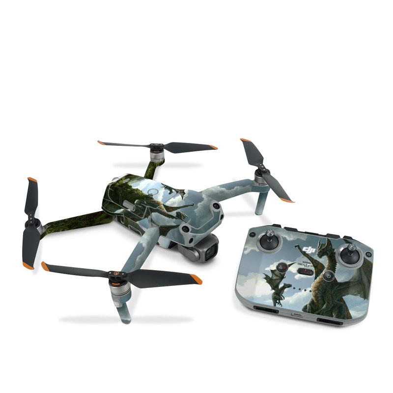 DJI Air 2S Skin design of Dragon, Cg artwork, Fictional character, Mythical creature, Mythology, Extinction, Cryptid, Illustration, Games, Massively multiplayer online role-playing game, with black, gray, blue, white, purple colors