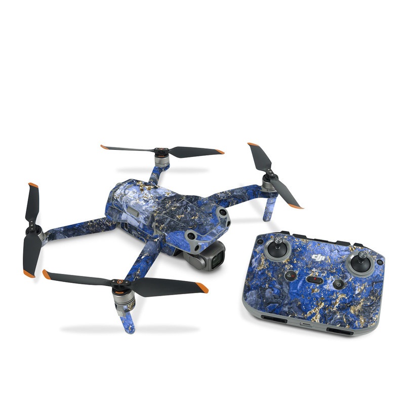DJI Air 2S Skin design of Blue, Water, Cobalt blue, Rock, Painting, Geology, Electric blue, Mineral, Pattern, Acrylic paint, with black, blue, yellow, white, gray colors