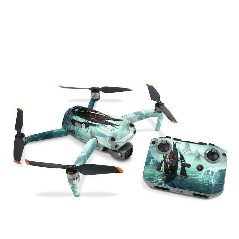 DJI Air 2S Skin design of Cg artwork, Vehicle, Ghost ship, Manila galleon, Fluyt, Adventure game, First-rate, Sailing ship, Mythology, Strategy video game, with gray, black, blue, green, white colors