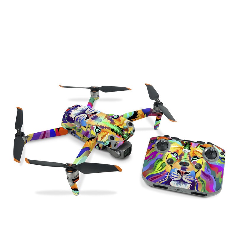 DJI Air 2S Skin design of Bengal tiger, Felidae, Lion, Wildlife, Big cats, Tiger, Carnivore, Art, Illustration, Painting, with orange, yellow, green, red, pink, blue, purple colors