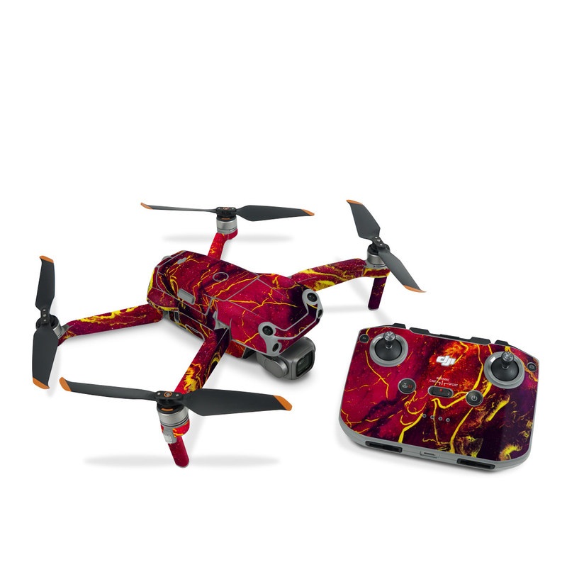 DJI Air 2S Skin design of Red, Purple, Geological phenomenon, Pattern, Fractal art, Art, Fictional character, Graphics, with red, yellow, black colors