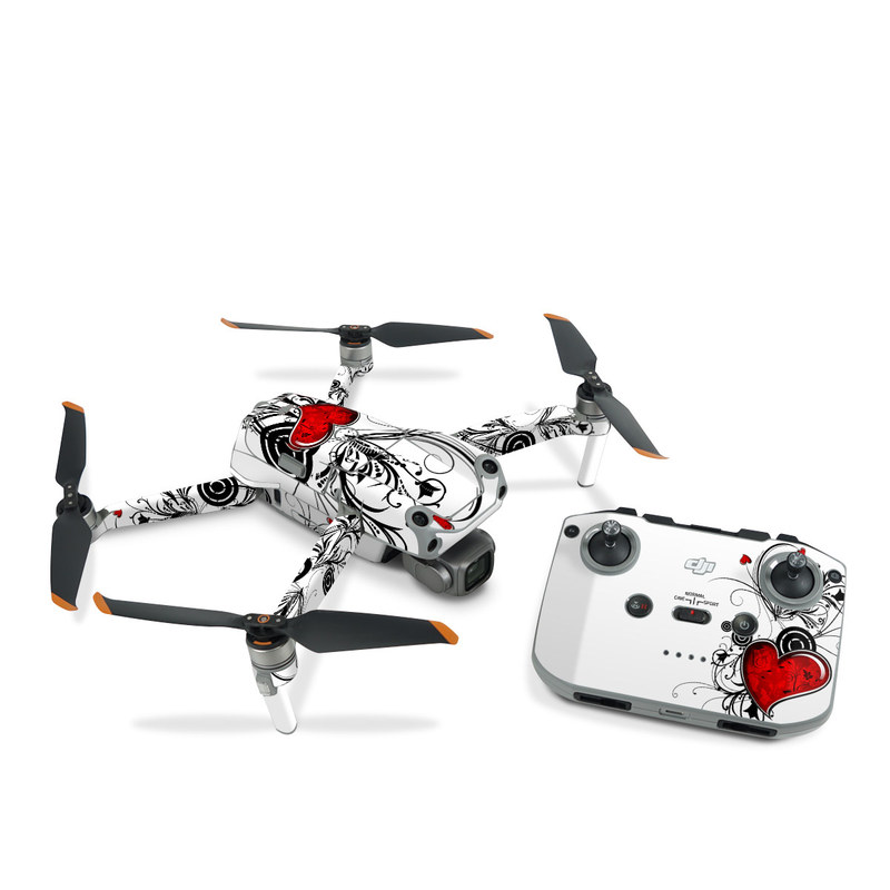 DJI Air 2S Skin design of Heart, Line art, Love, Clip art, Plant, Graphic design, Illustration, with white, gray, black, red colors